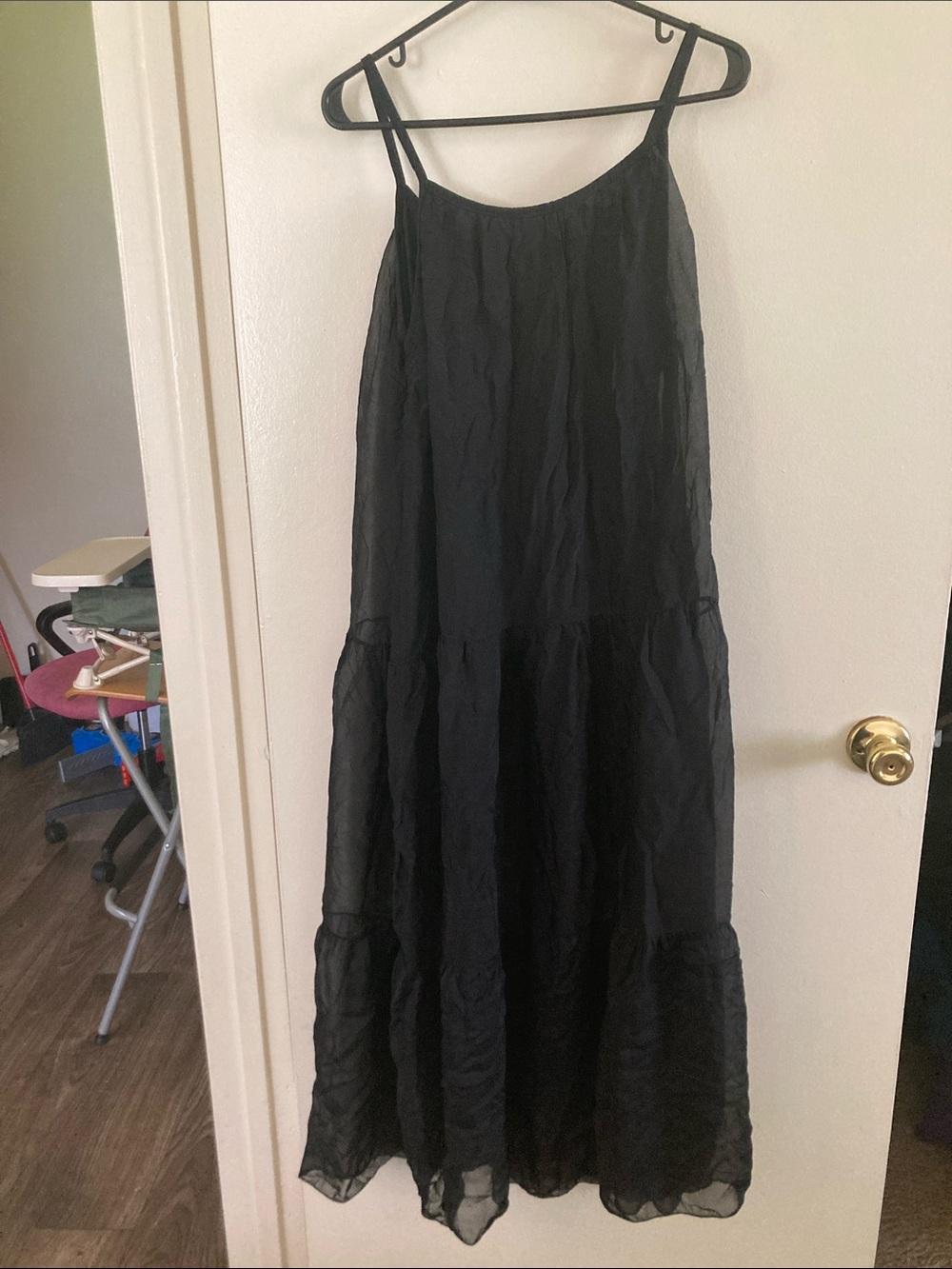 Black Spaghetti-Strap Maxi Dress-Skirt
